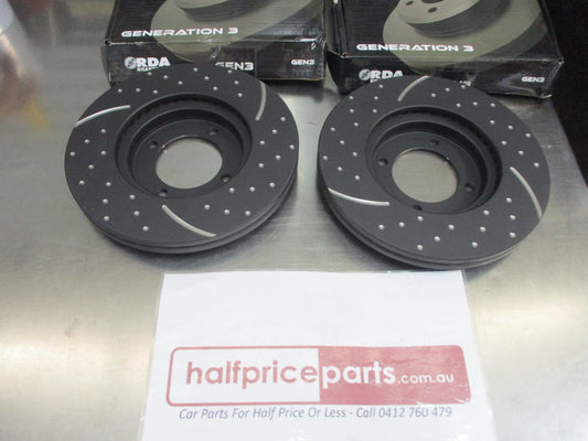 RDA Front Disc Brake Rotors Slotted/Dimpled Suits Toyota Cressida (Sold As Pair ONLY) New Part