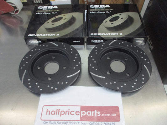 RDA Rear Disc Rotor Set Slotted-Dimpled Suits Ford Fiesta-Focus New Part
