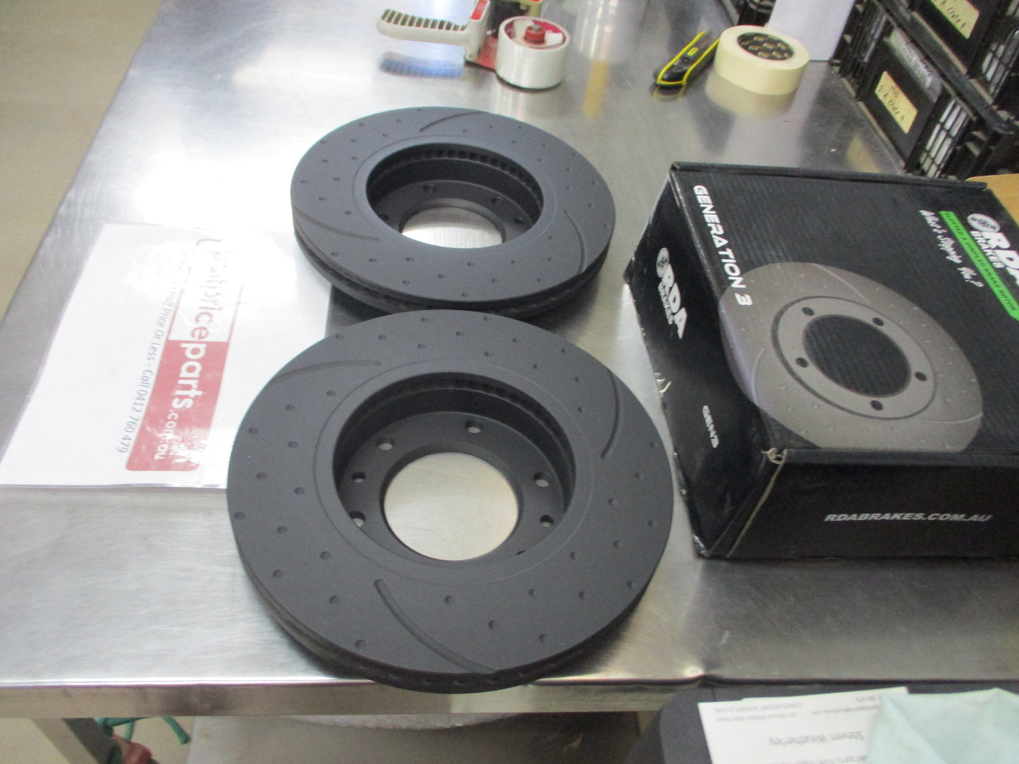 RDA Front Disc Rotors (Pair) Slotted-Drilled Suits Kia Carnival New Part