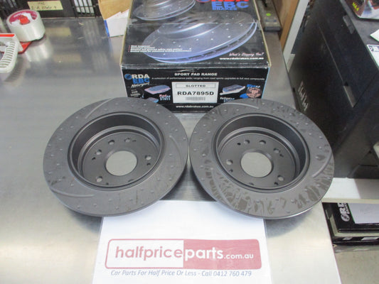 RDA Rear Disc Brake Rotors (Pair) Slotted-Dimpled Suits Honda CR-V New Part.
