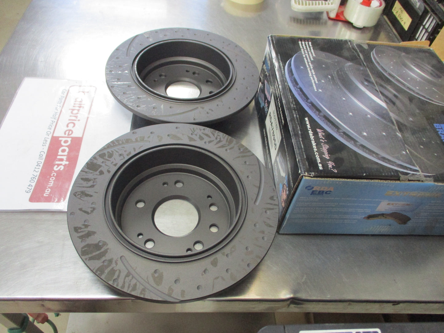 RDA Rear Disc Brake Rotors (Pair) Slotted-Dimpled Suits Honda CR-V New Part.