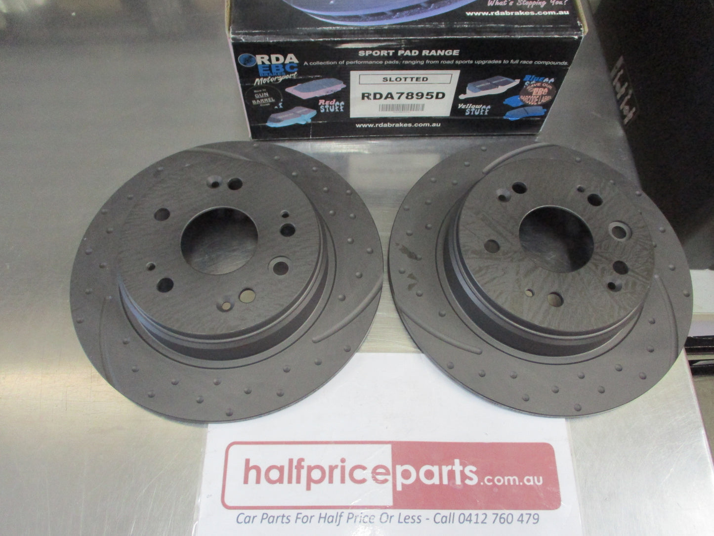 RDA Rear Disc Brake Rotors (Pair) Slotted-Dimpled Suits Honda CR-V New Part.