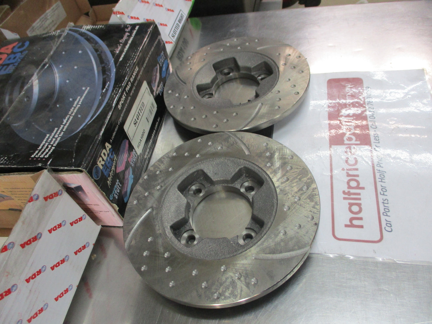 RDA Front Disc Rotors (Pair) Slotted-Dimpled Suits Mazda 323 New Part