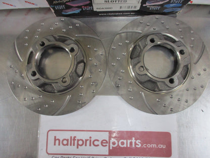 RDA Front Disc Rotors (Pair) Slotted-Dimpled Suits Mazda 323 New Part