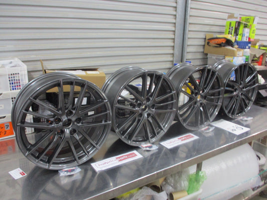 Subaru STI Genuine Set 4 Alloy Wheels 18x7.5 With Caps-Valves (Gray) New Part.