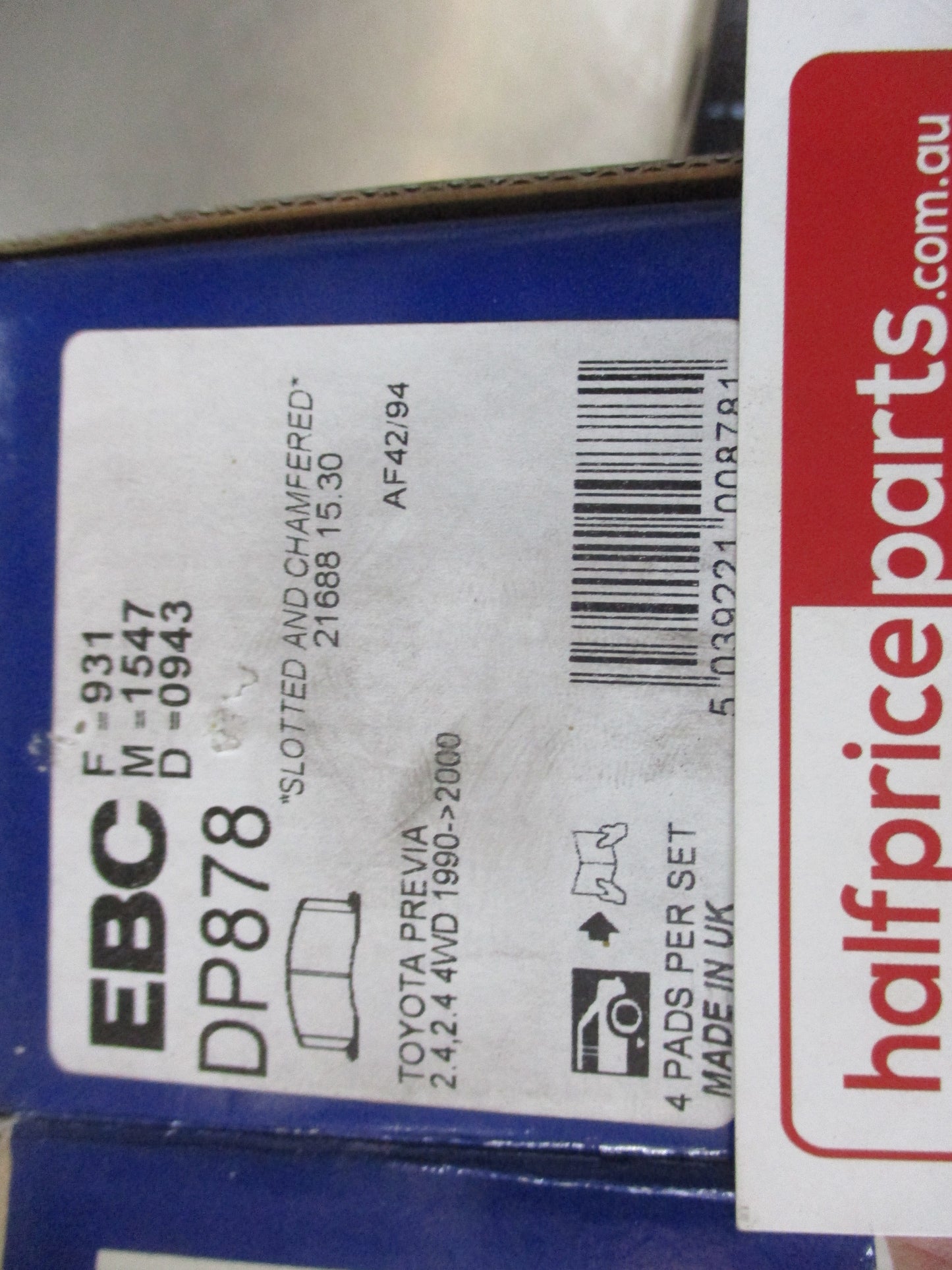 EBC Rear Disc Brake Pad Set Suits Toyota Tarago New Part