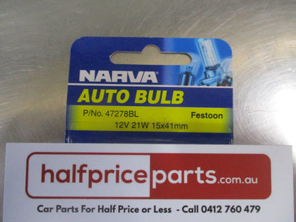 Narva Auto Bulb Festoon 2 Pack 12V 21W 15x41mm - New Part