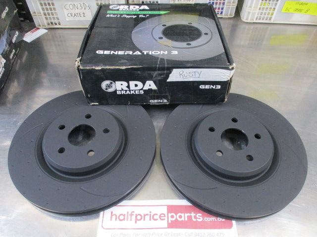 RDA Slotted And Dimpled Brake Rotor Pair 255mm Front -  New Part