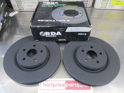 RDA Slotted And Dimpled Brake Rotor Pair 255mm Front -  New Part