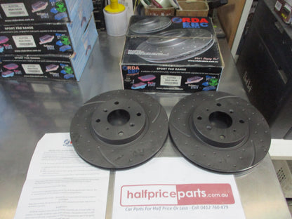 RDA Front Disc Rotors (Pair) Slotted-Dimpled Suits Honda Prelude New Part