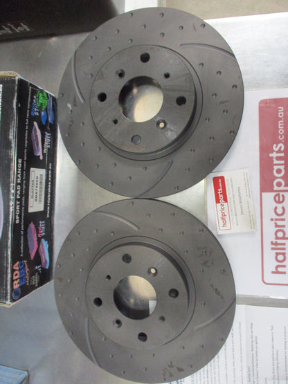 RDA Front Disc Rotors (Pair) Slotted-Dimpled Suits Honda Prelude New Part
