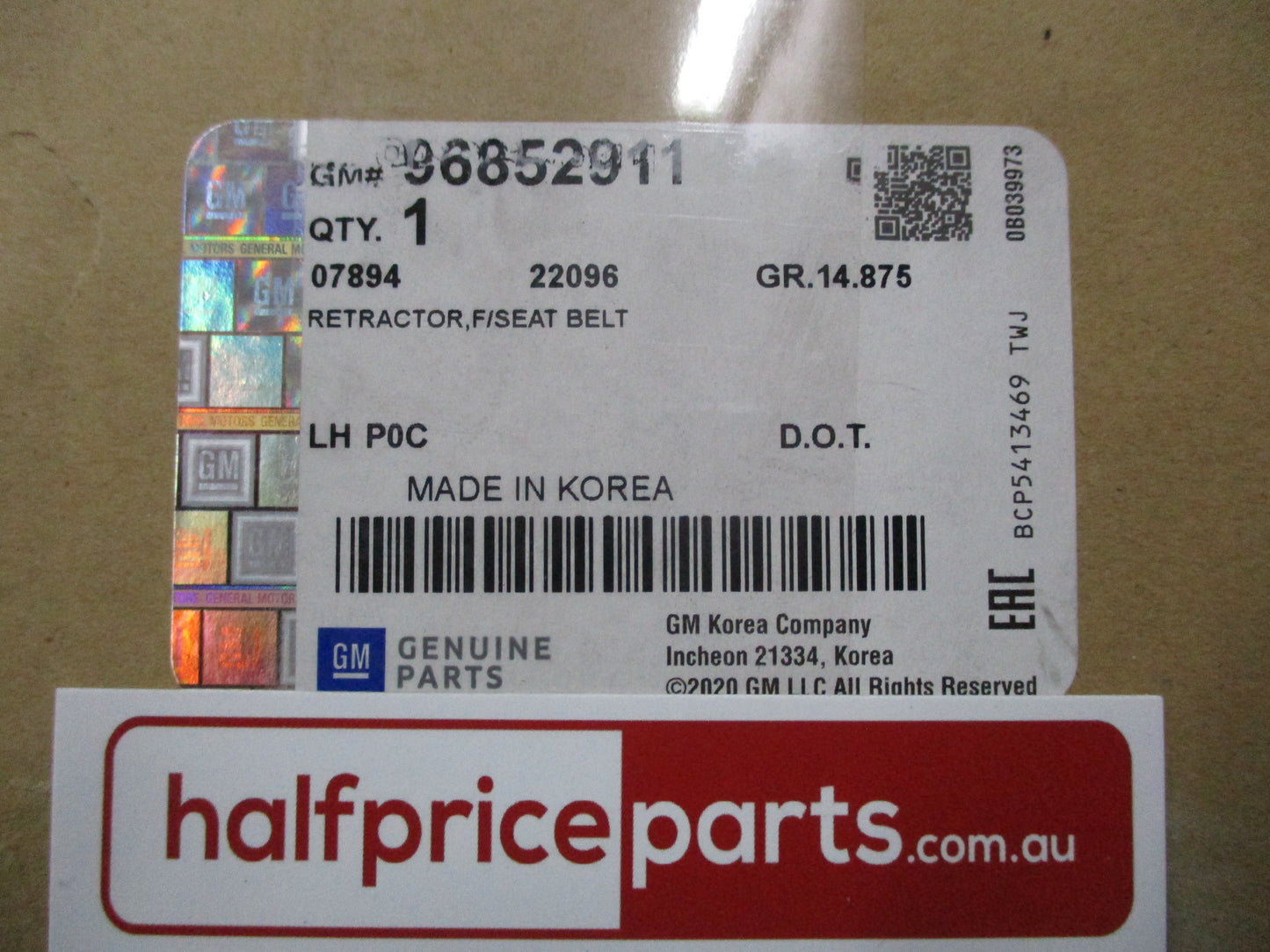 Holden Captiva Genuine Front Left Hand Seat Belt Retractor Assembly New Part