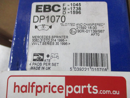 EBC Ultimax Rear Brake Pad Set Suits Mercedes Benz Sprinter/VW LT New Part