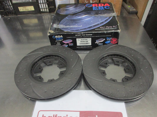 RDA Front Disc Brake Rotors Slotted-Dimpled Suits Models Nissan Navara D22 2WD New Part