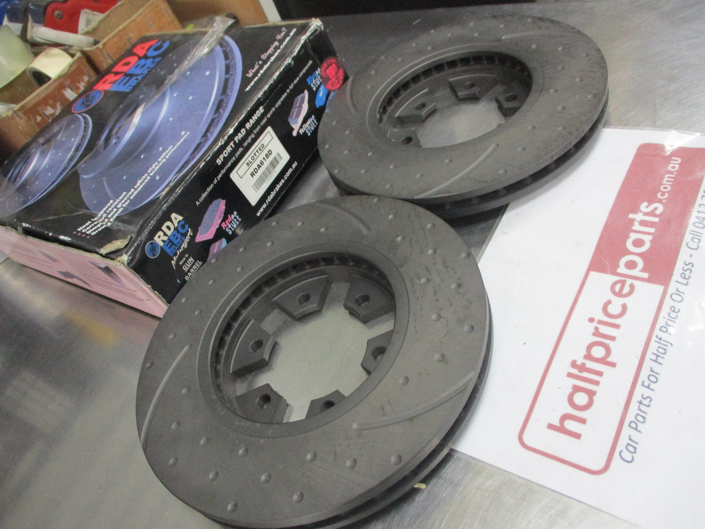 RDA Front Disc Brake Rotors Slotted-Dimpled Suits Models Nissan Navara D22 2WD New Part