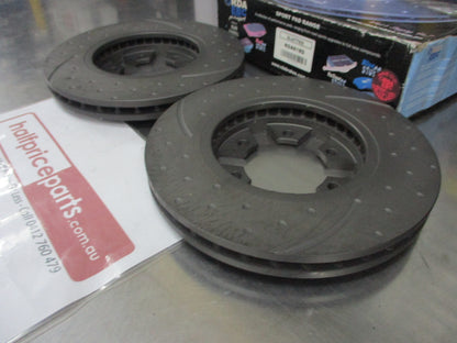 RDA Front Disc Brake Rotors Slotted-Dimpled Suits Models Nissan Navara D22 2WD New Part