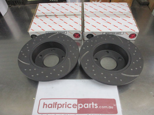 RDA Rear Disc Rotors (Pair) Slotted-Dimples Suits Audi A6 Quattro Series II 15 Inch Wheel New Part