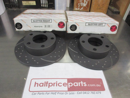 RDA Rear Disc Rotors (Pair) Slotted-Dimples Suits Audi A6 Quattro Series II 15 Inch Wheel New Part