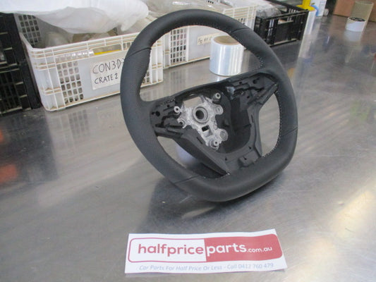 Holden VF HSV/GTS/SSV Genuine Flat Bottom Steering Wheel Leather (Black With White Stiching) New Part