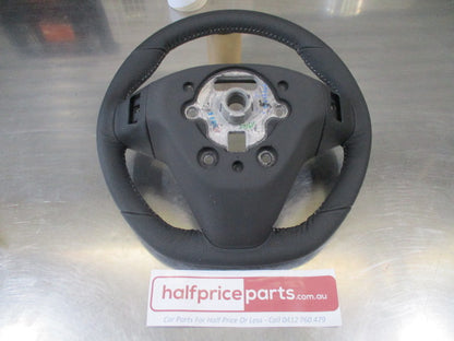 Holden VF HSV/GTS/SSV Genuine Flat Bottom Steering Wheel Leather (Black With White Stiching) New Part