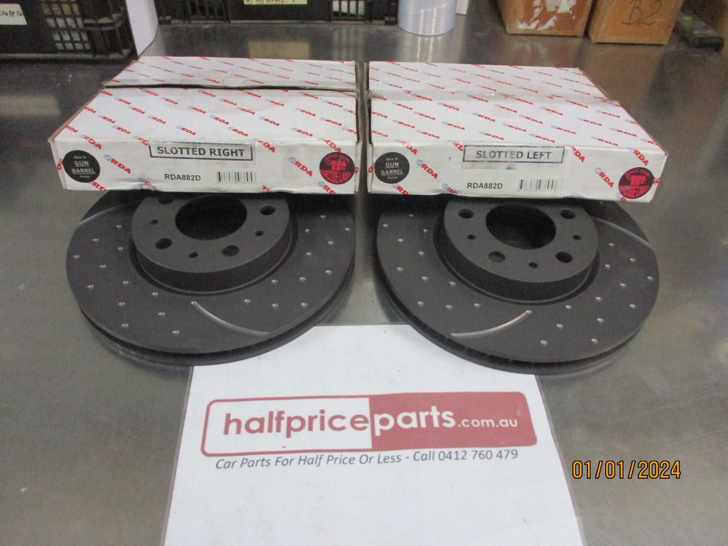 RDA Front Disc Rotors (Pair) Slotted-Dimpled Suits Volvo 850/C70/S70/V70/S New Part