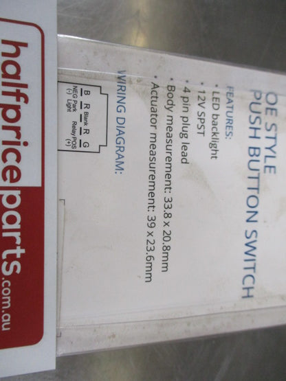 LV Automotive Push Button Switch 3 Amp (Max Ranger Blue LED) New Part