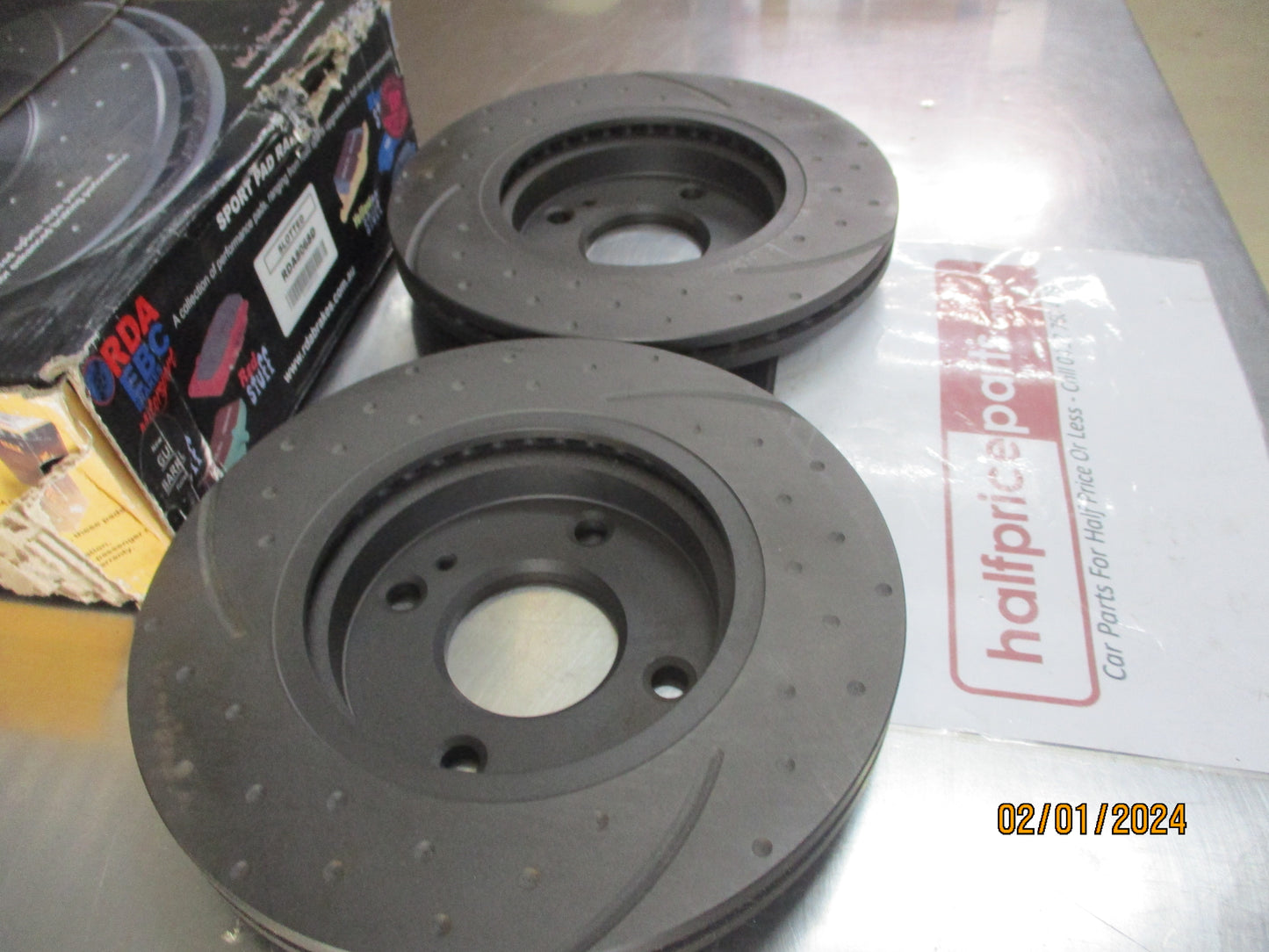 RDA Front Disc Rotors (Pair) Slotted-Dimpled Suits Ford Fiesta New Part