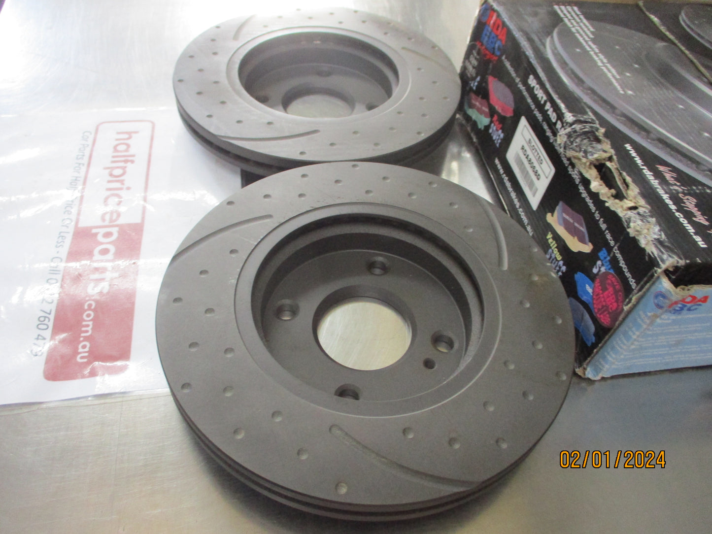 RDA Front Disc Rotors (Pair) Slotted-Dimpled Suits Ford Fiesta New Part