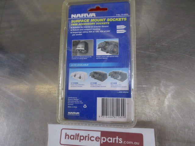 Narva 12 Volt Surface Mount Twin Accessory Sockets New Part