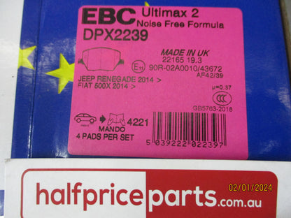 EBC Ultimax Front Brake Pad Set Suits Alfa Romeo Tonale/Fiat 500X New Part