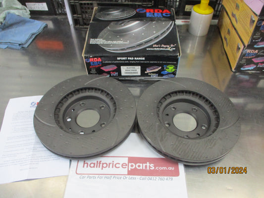 RDA Front Disc Rotors (Pair) Slotted-Dimpled Suits Mazda CX-7 ER 2.2LTR/2.5Ltr/2.3-Turbo New Part