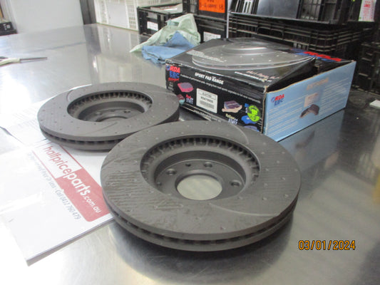 RDA Front Disc Rotors (Pair) Slotted-Dimpled Suits Mazda CX-7 ER 2.2LTR/2.5Ltr/2.3-Turbo New Part