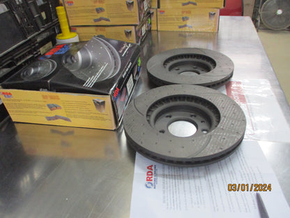 RDA Front Disc Rotors (Pair) Slotted-Dimpled Suits Mazda CX-7 ER 2.2LTR/2.5Ltr/2.3-Turbo New Part