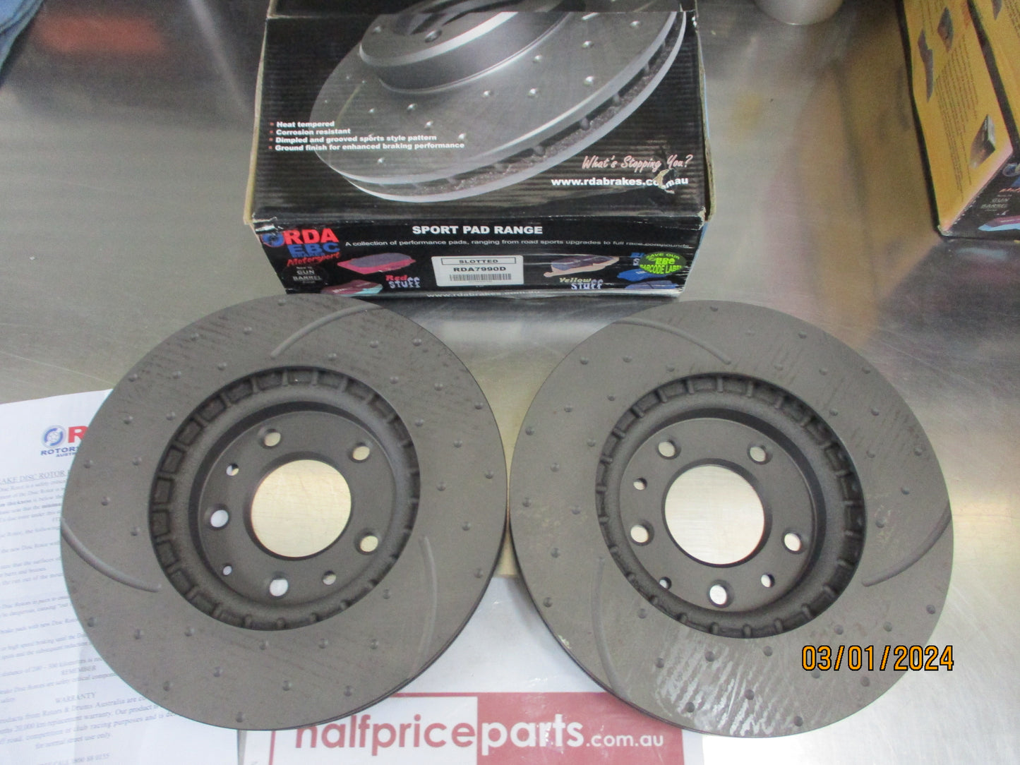 RDA Front Disc Rotors (Pair) Slotted-Dimpled Suits Mazda CX-7 ER 2.2LTR/2.5Ltr/2.3-Turbo New Part