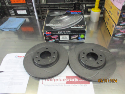 RDA Front Disc Rotors (Pair) Slotted-Dimpled Suits Mazda CX-7 ER 2.2LTR/2.5Ltr/2.3-Turbo New Part