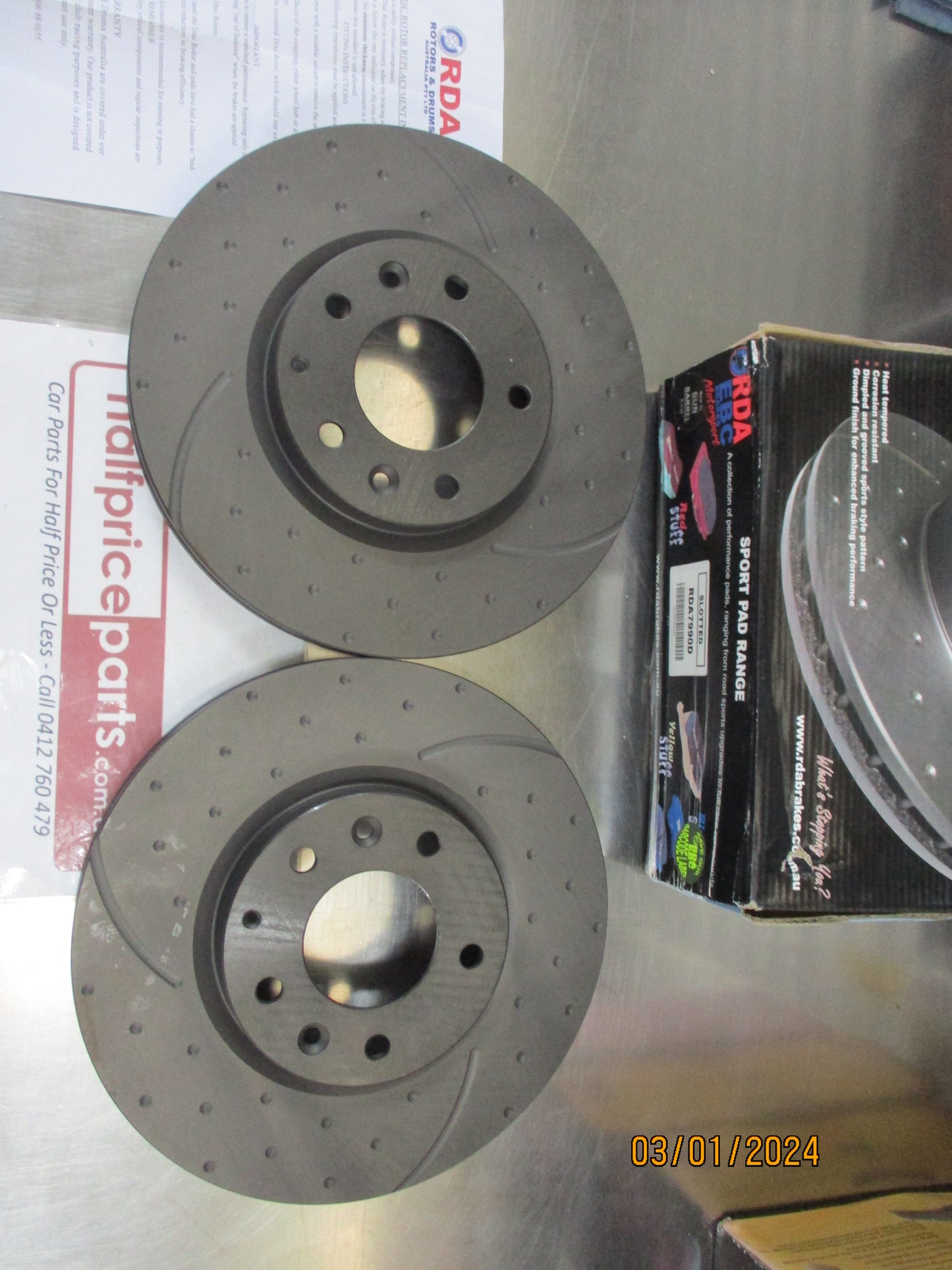 RDA Front Disc Rotors (Pair) Slotted-Dimpled Suits Mazda CX-7 ER 2.2LTR/2.5Ltr/2.3-Turbo New Part