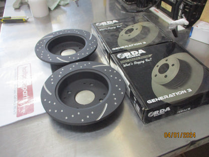 RDA Rear Disc Rotors (Pair) Slotted-Dimpled Suits Honda Accord CB/CC New Part