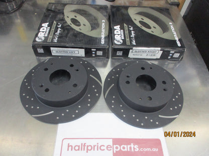 RDA Rear Disc Rotors (Pair) Slotted-Dimpled Suits Honda Accord CB/CC New Part