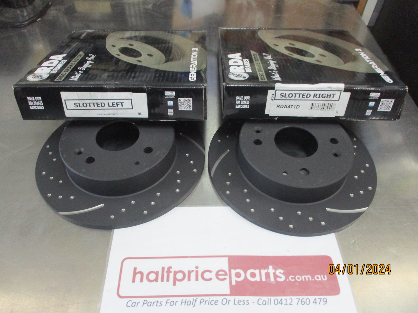 RDA Rear Disc Rotors (Pair) Slotted-Dimpled Suits Honda Accord CB/CC New Part