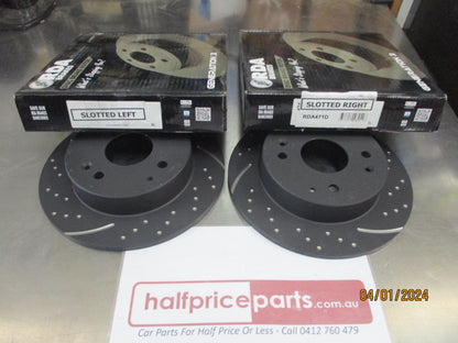 RDA Rear Disc Rotors (Pair) Slotted-Dimpled Suits Honda Accord CB/CC New Part
