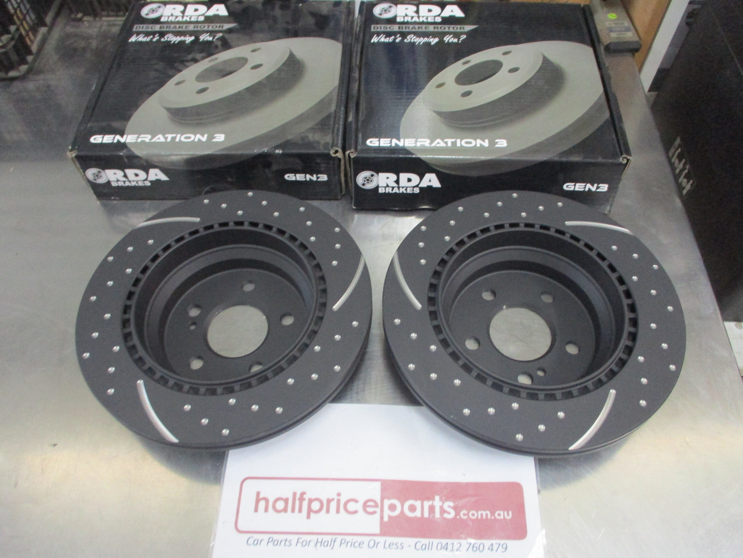 RDA Rear Disc Brake Rotors (Pair) Slotted-Dimpled Suits Mercedes Benz CLS-Class New Part
