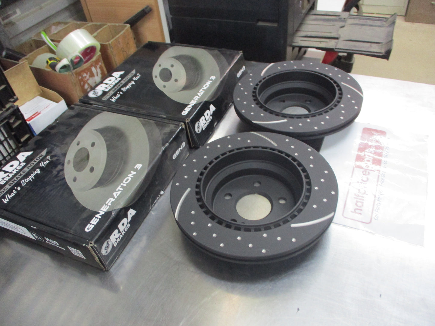 RDA Rear Disc Brake Rotors (Pair) Slotted-Dimpled Suits Mercedes Benz CLS-Class New Part