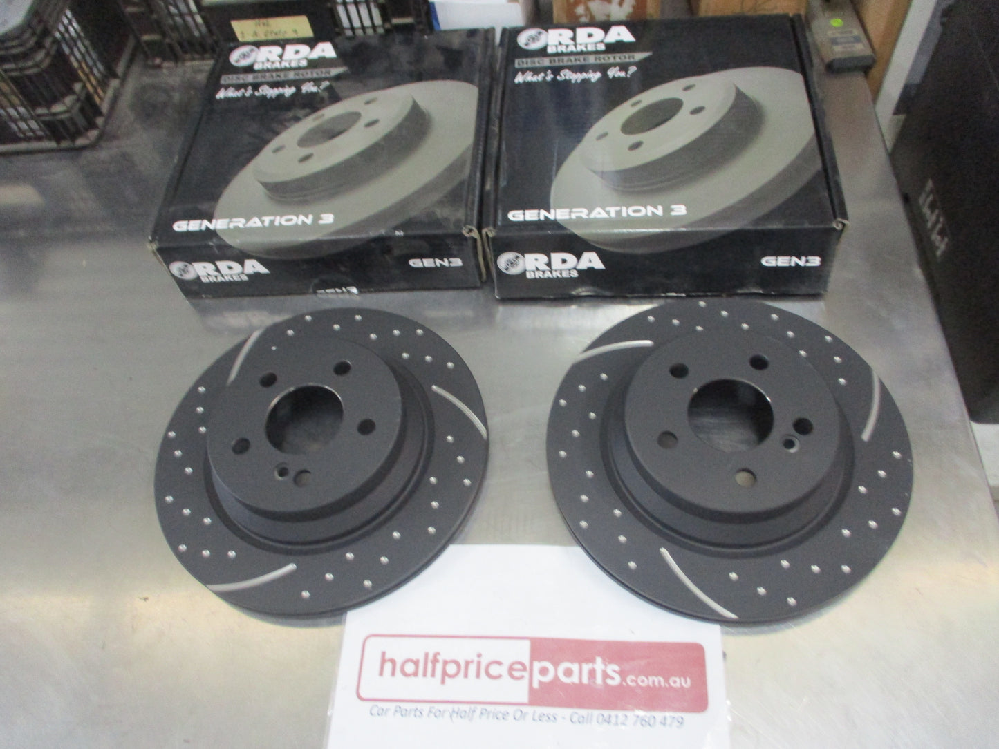 RDA Rear Disc Brake Rotors (Pair) Slotted-Dimpled Suits Mercedes Benz CLS-Class New Part