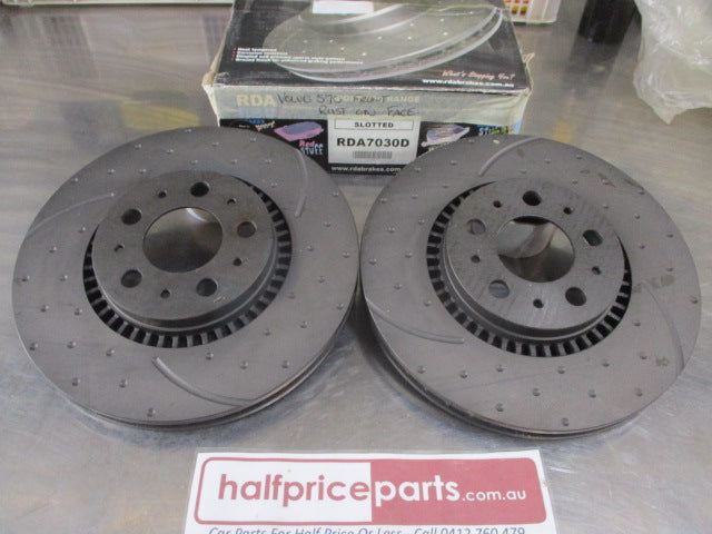 RDA Front Disc Rotors (Pair) Slotted-Dimpled Suits Volvo S80 New Part (Seconds)