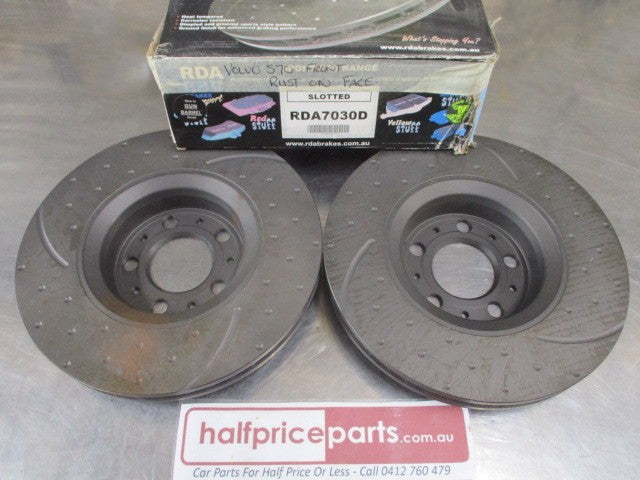 RDA Front Disc Rotors (Pair) Slotted-Dimpled Suits Volvo S80 New Part (Seconds)