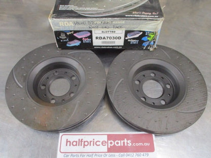RDA Front Disc Rotors (Pair) Slotted-Dimpled Suits Volvo S80 New Part (Seconds)