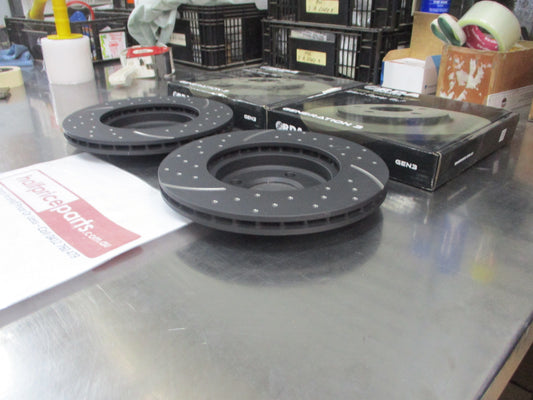 RDA Front Disc Brake Rotors (Pair) Slotted-Dimpled Suits VW Passat/Golf/Polo New Part