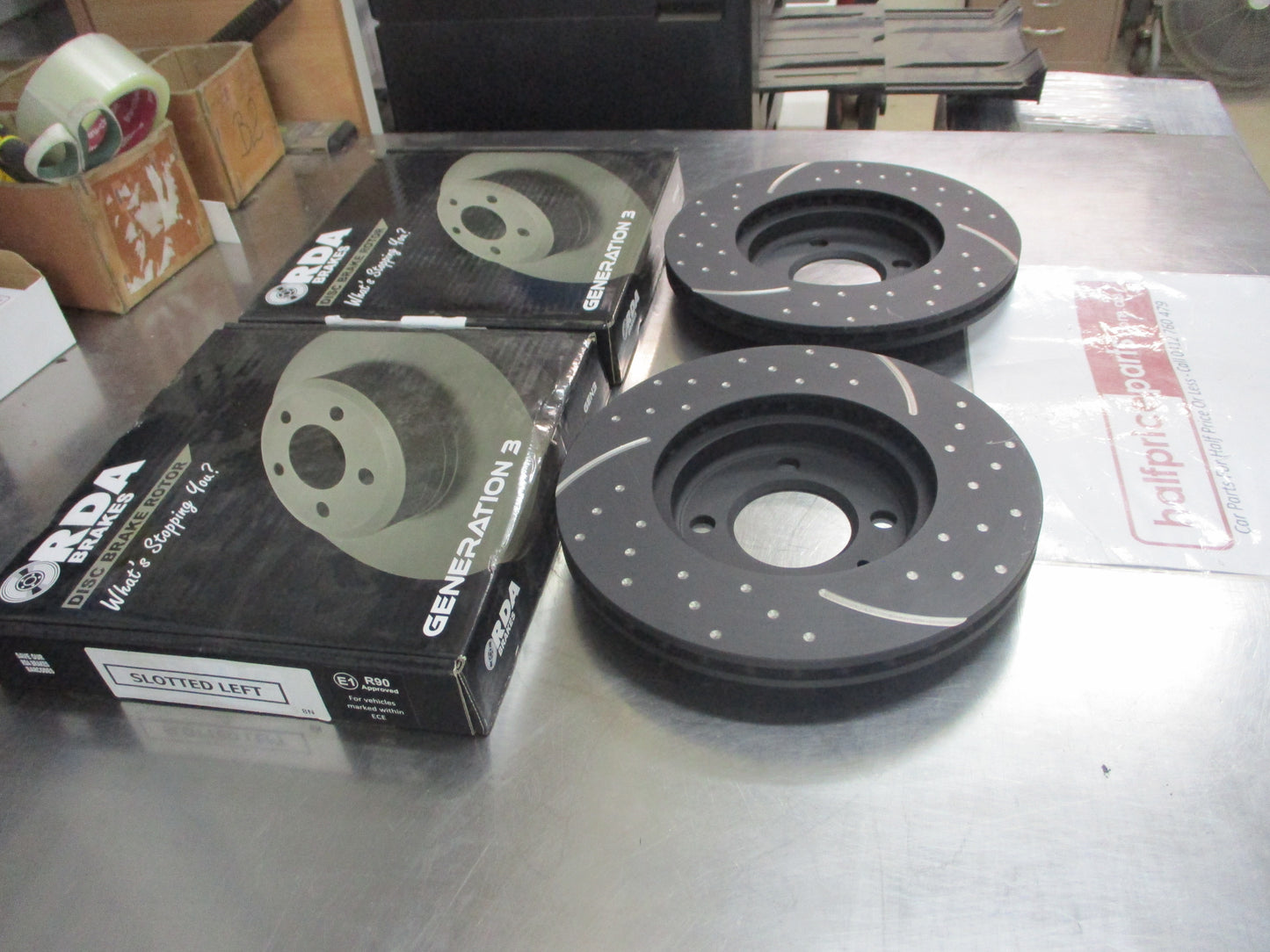 RDA Front Disc Brake Rotors (Pair) Slotted-Dimpled Suits VW Passat/Golf/Polo New Part