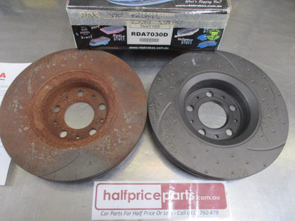RDA Front Disc Rotors (Pair) Slotted-Dimpled Suits Volvo S80 New Part (Seconds)