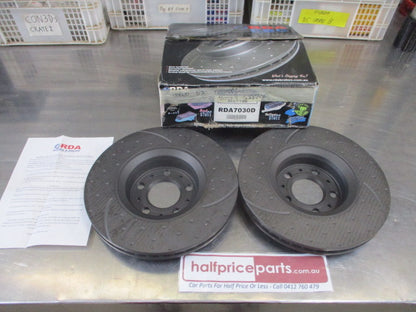 RDA Front Disc Rotors (Pair) Slotted-Dimpled Suits Volvo S80 New Part (Seconds)